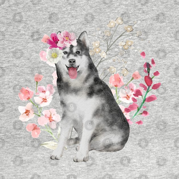 Floral Husky or Malamute by TrapperWeasel